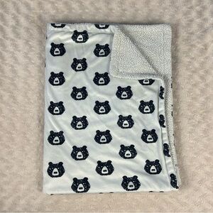 Yoga Sprout Black Teddy Bear Face Baby Blanket Sherpa White Security Lovey